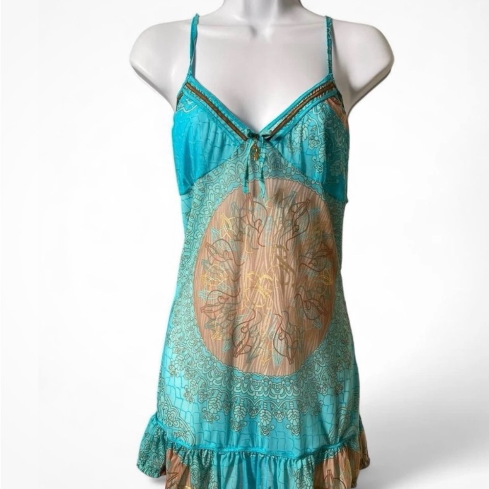 Baby Phat Blue and Brown Patterned Dress
